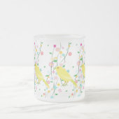 花の鳥(繰り返し) フロストグラスマグカップ (中央)