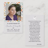 花の鳩の葬儀追悼祈念カード 名刺 (正面/裏面)