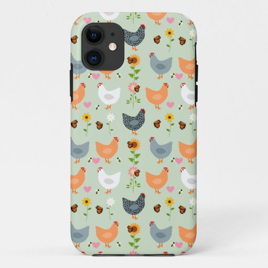 花の鶏の緑のiPhone 11ケース Case-Mate iPhoneケース (裏面)