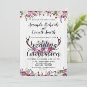 花の鹿の角のブーケ ウェディング 招待状 (スタンド正面)