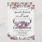 花の鹿の角のブーケ ウェディング 招待状 (正面/裏面)