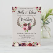 花の鹿の角スーツ 狩猟スタイルの結婚式 招待状 (スタンド正面)