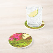 花の黄アゲハチョウ蝶抽象芸術 コースター (側面)