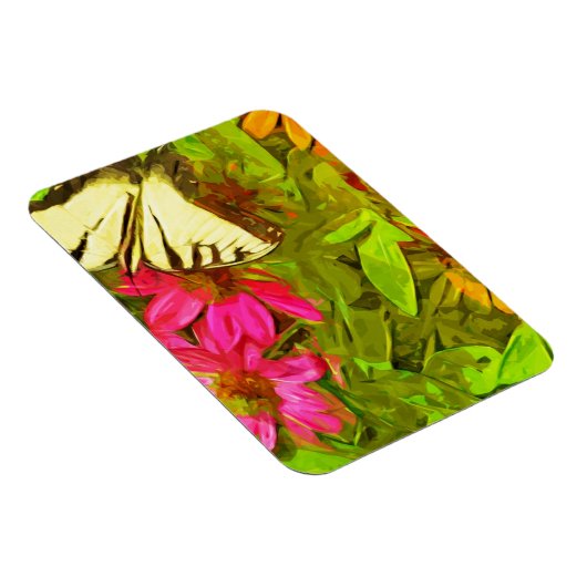 花の黄アゲハチョウ蝶抽象芸術 マグネット (右側)