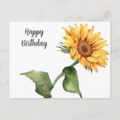 花の黄色いひまわりお誕生日おめでとう ポストカード (正面)