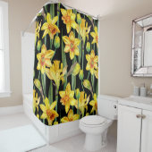 花の黄色いフローラ装飾的な目を引く シャワーカーテン (インサイチュ)