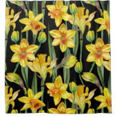 花の黄色いフローラ装飾的な目を引く シャワーカーテン (正面)