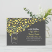 花の黄色いメーソンジャーのかわいいリハーサルの夕食 招待状 (スタンド正面)