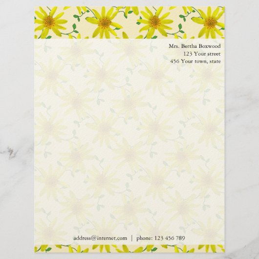 花の黄色い野生の花の写真のカスタムな住所 レターヘッド (正面)