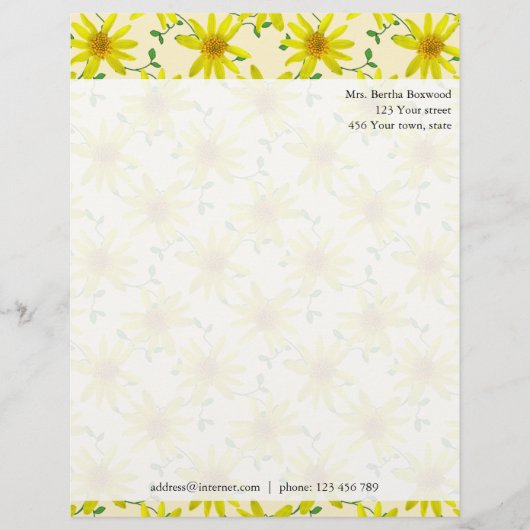 花の黄色い野生の花の写真のカスタムな住所 レターヘッド (正面)