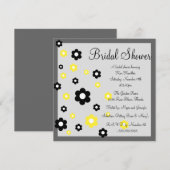 花の黄色と灰色のウェディングシャワー招待状 招待状 (正面/裏面)