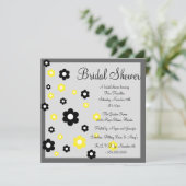 花の黄色と灰色のウェディングシャワー招待状 招待状 (スタンド正面)