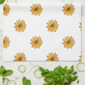 花の黄色の模様マーカー キッチンタオル (折り畳み)