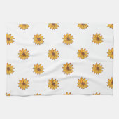 花の黄色の模様マーカー キッチンタオル (横)