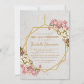 花の黄金の蘭の大理石の初めての聖体拝領 招待状 (正面)