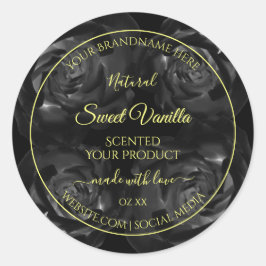 花の黒いバラ モダンな製品パッケージラベル ラウンドシール