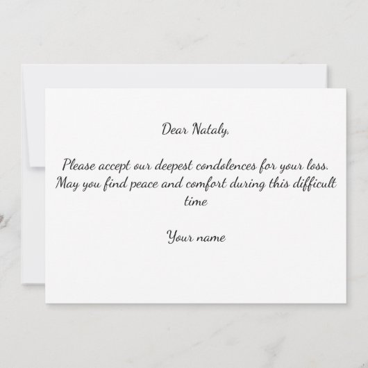 花の黒い弔慰カード (裏面)