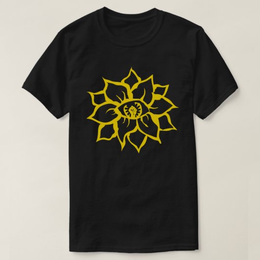 花の黒い拳の目 Tシャツ (デザイン正面)