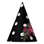花の黒い水玉模様の魅力のモダンなファッション パーティーハット (左)
