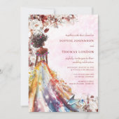 花の黒い花嫁の水結婚色の 招待状 (正面)