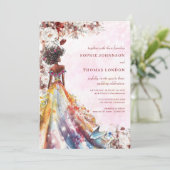 花の黒い花嫁の水結婚色の 招待状 (スタンド正面)