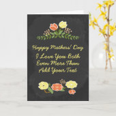 花の黒板を愛すパーソナライズされたる2つの母 カード (黄色い花)