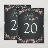 花の黒板ヴィンテージ大胆ウェディングテーブルカード 招待状 (正面/裏面)