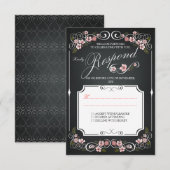花の黒板ヴィンテージ大胆ウェディング RSVP (正面/裏面)