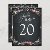 花の黒板ヴィンテージ太字結婚式テーブルカード 招待状 (正面/裏面)