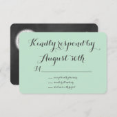 花の黒板RSVP (ミント) 出欠カード (正面/裏面)