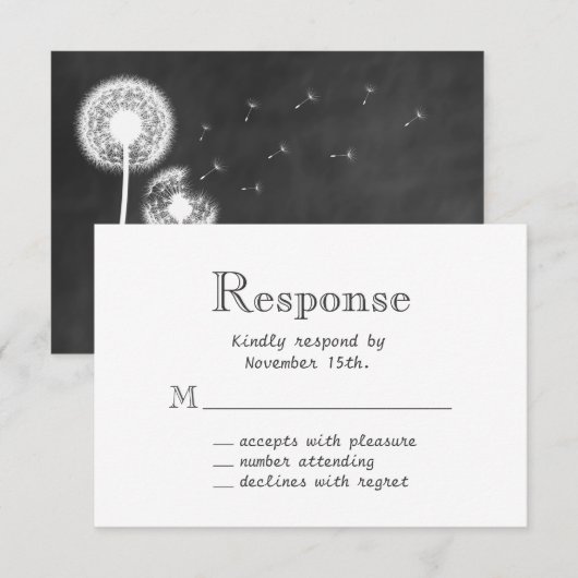 花の黒板RSVP 出欠カード (正面/裏面)