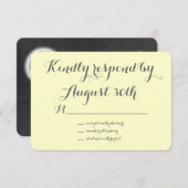 花の黒板RSVP (黄色) 出欠カード (正面/裏面)