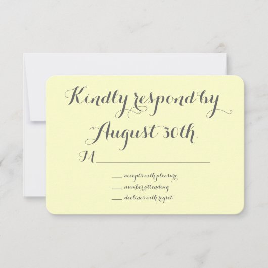 花の黒板RSVP (黄色) 出欠カード (正面)