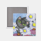 花の黒猫マグネット マグネット (正面/裏面)
