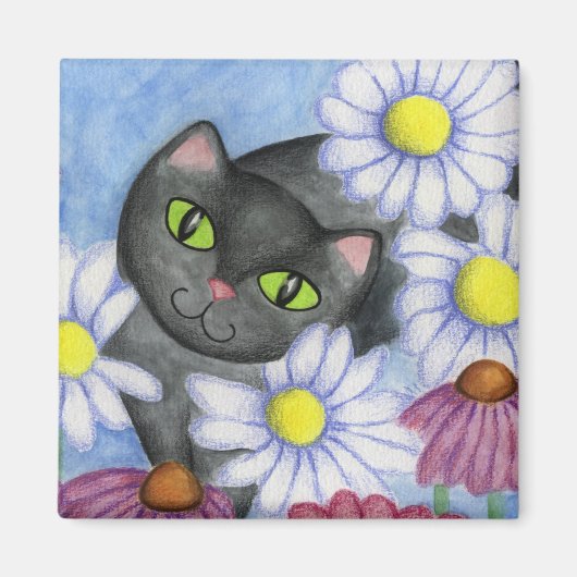 花の黒猫マグネット マグネット (正面)