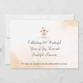 花の100歳の誕生日 – エレガントな水彩デザイン セーブザデート (裏面)