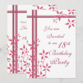 花の18歳誕生日パーティー招待状 招待状 (正面/裏面)
