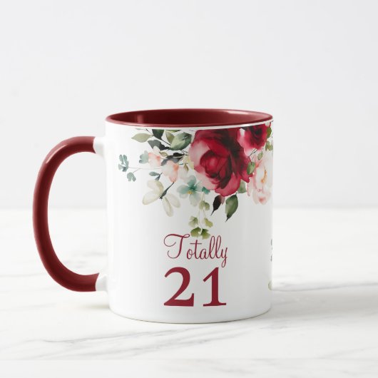 花の21歳誕生日マグカップ マグカップ (左)