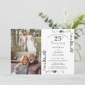 花の25周年結婚記念日 あの時と今 2枚の写真 招待状 (スタンド正面)