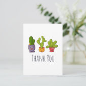 花の3つのキュートサボテンポットおもしろいありがとう ポストカード (スタンド正面)