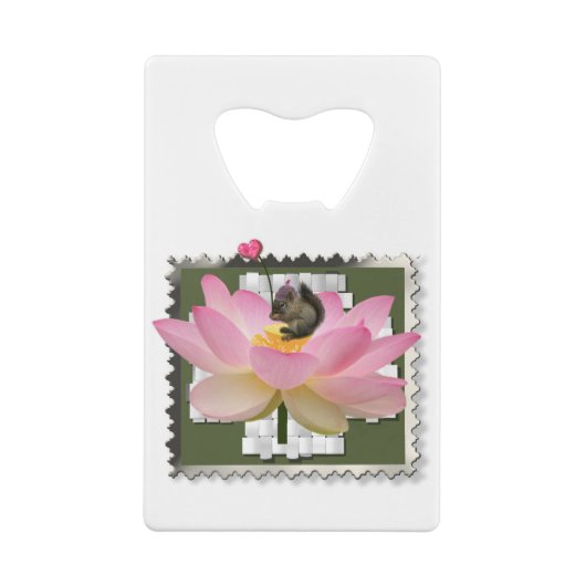 花の3D額飾り付きベビーリス クレジットカード栓抜き (裏面)