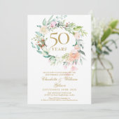 花の50周年ゴールデンウェディングアニバーサリー2写真 招待状 (スタンド正面)