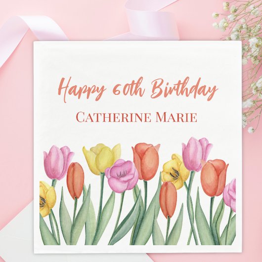 花の60歳の誕生日 スタンダードランチョンナプキン