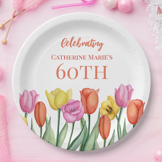 花の60歳の誕生日 ペーパープレート