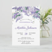花の70歳の誕生日 紫の水彩 エレガント 招待状 (スタンド正面)