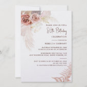 花の80歳の誕生日パンパスグラス パーティー 招待状 (正面)