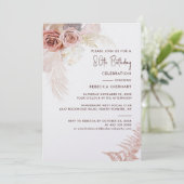 花の80歳の誕生日パンパスグラス パーティー 招待状 (スタンド正面)