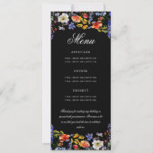 花の80歳の誕生日プログラムメニュー感謝ブラック 招待状 (裏面)