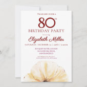 花の80歳の誕生日 - エレガントな黄色の花のデザイン 招待状 (正面)