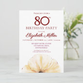 花の80歳の誕生日 - エレガントな黄色の花のデザイン 招待状 (スタンド正面)